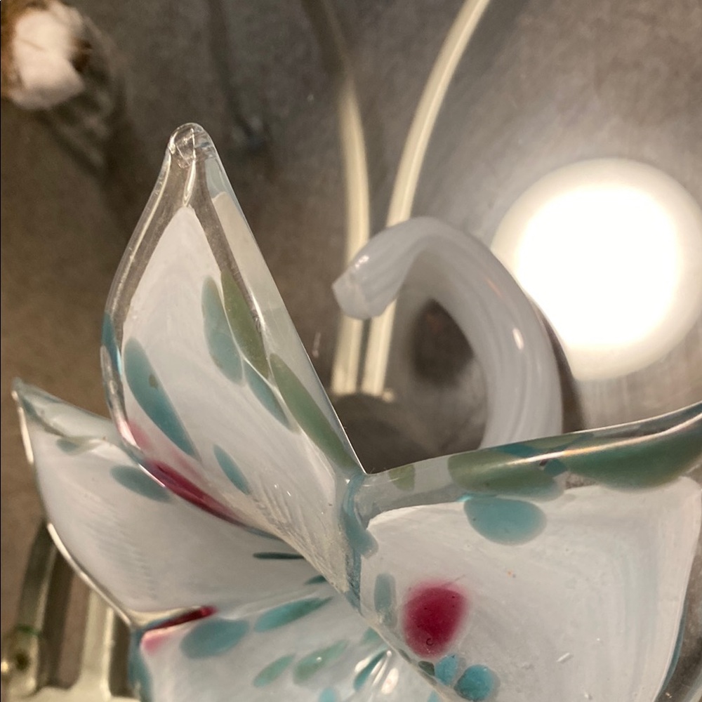 Elegant Glass Flower Bowls - Purple and Teal - Picture 2 of 3